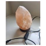 Himalayan Salt Lamp on Black Base & Copper Geometric Frame Sculpture