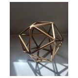 Himalayan Salt Lamp on Black Base & Copper Geometric Frame Sculpture