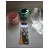 Black & Decker Floral Snips BD2302 - Pink Dimpled Planter, Green Glazed Planter, Clear Glass Vase