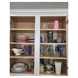 SØTA Tumbler, The Ozarks Mug & Assorted Glassware & Plates in Cabinet