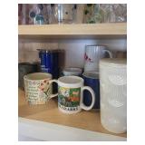 SØTA Tumbler, The Ozarks Mug & Assorted Glassware & Plates in Cabinet
