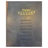 Faithful Servant Leather Journal - Two-Tone Blue/Brown with Bible Verse