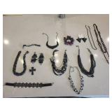 Black Jewelry Collection - Necklaces, Bracelets, Earrings & Cross Pendant