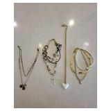 Beaded Necklaces Set - Pearl, Shell & Mixed Beads with Cross & Heart Pendants