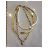 Beaded Necklaces Set - Pearl, Shell & Mixed Beads with Cross & Heart Pendants