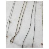 Mixed Pendant Necklaces - Diamond Cross, Sunburst Rect Pendant, & Assorted Chains