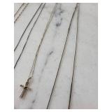 Mixed Pendant Necklaces - Diamond Cross, Sunburst Rect Pendant, & Assorted Chains