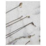 Mixed Pendant Necklaces - Diamond Cross, Sunburst Rect Pendant, & Assorted Chains