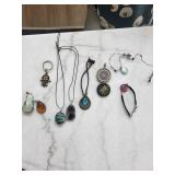 Assorted Gemstone Pendants & Charms - Hamsa, Mandala, Agate, Turquoise