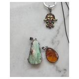 Assorted Gemstone Pendants & Charms - Hamsa, Mandala, Agate, Turquoise