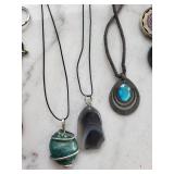 Assorted Gemstone Pendants & Charms - Hamsa, Mandala, Agate, Turquoise