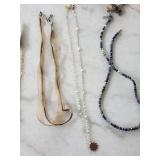 Sunburst Charm Necklaces Set - Beaded Strands, Pearl Chains & Gold-Tone Mix (7 pcs)