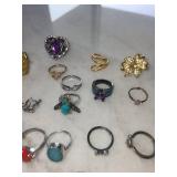 Assorted Costume Jewelry - Rings, Bracelets, Earrings & Pendants