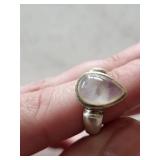 Sterling Silver Moonstone Ring 925 - Teardrop Cabochon Bezel