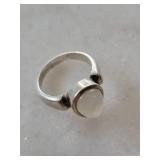 Sterling Silver Moonstone Ring 925 - Teardrop Cabochon Bezel