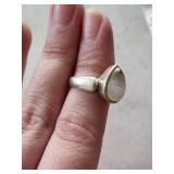 Sterling Silver Moonstone Ring 925 - Teardrop Cabochon Bezel