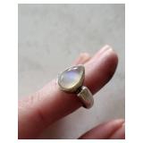 Sterling Silver Moonstone Ring 925 - Teardrop Cabochon Bezel
