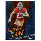 Christian McCaffrey - 2020 Illusions, 2021 Mosaic Green Prizm, 2022 Contenders, 2023 Prizm, 2024 Rookies & Stars, 2025 Mosaic