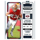 Christian McCaffrey - 2020 Illusions, 2021 Mosaic Green Prizm, 2022 Contenders, 2023 Prizm, 2024 Rookies & Stars, 2025 Mosaic