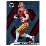Christian McCaffrey - 2020 Illusions, 2021 Mosaic Green Prizm, 2022 Contenders, 2023 Prizm, 2024 Rookies & Stars, 2025 Mosaic