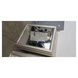 Large Mirror (Dimensions: 37"W x 46"H). There are 15 mirrors in total. All are in a wooden frame from a shutdown hotel.