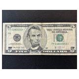 2003 A Green Seal $5 Dollar Star Note