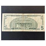 2003 A Green Seal $5 Dollar Star Note