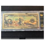 24K Gold $50 Dollar Commemorative Delaware Tribute Note 50mg
