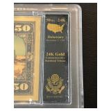 24K Gold $50 Dollar Commemorative Delaware Tribute Note 50mg