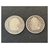 1776 and 1781 Mexico 1 Real Silver Coins