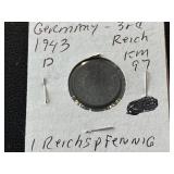 1943-D Third Reich 1 Reichspfennig