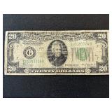 1934 A Green Seal $20 Dollar Federal Reserve Note