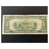 1934 A Green Seal $20 Dollar Federal Reserve Note