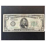 1934 D Green Seal $5 Dollar Federal Reserve Note