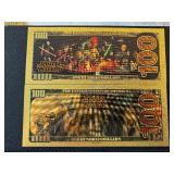 24K Gold Foil $100 Dollar Notes Star Wars