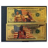 24K Gold Foil $100 Dollar Notes Kobe and Jordan
