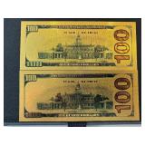 24K Gold Foil $100 Dollar Notes Kobe and Jordan