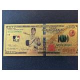 24K Gold Foil $100 Dollar Note Yankees Mickey Mantle