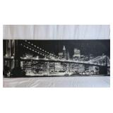 Black and White Cityscape Canvas Wall Art – Bridge Skyline Print