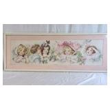 Vintage Framed Children Illustration Print – Victorian Style Pastel Artwork