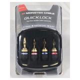 Monster Cable QuickLock Speaker Connectors Banana Plugs Gold Set