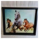 Framed Running Horses Wall Art – Western Style Animal Print
