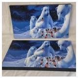 Coca-Cola Polar Bears Canvas Wall Art Pair Winter Scene Coke Decor