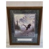 Vintage Bald Eagle Mountain Print Framed Wildlife Art Scripture Quote
