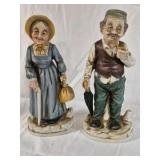Hand Painted Ceramic Figurines Man Woman Couple