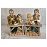 Vintage Porcelain Family Prayer Figurines Pair
