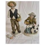 Hand Painted Ceramic Farmer & Woman Figurines