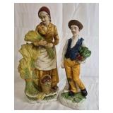 Hand Painted Figurines Woman and Man Harvest Scene
