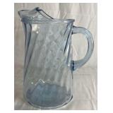 Blue Glass Pitcher with Lid