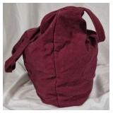 Burgundy Fabric Shoulder Bag with Front Zip Pocket